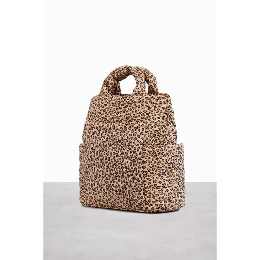 NWT BEIS x Elsa Hosk Quilted Backpack Tote Diaper Bag in Animal Print Wild Child